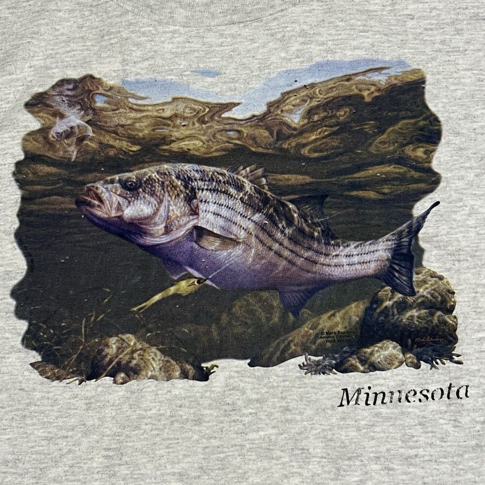 Vintage Y2K Preserve Wildlife Walleye Fish Minnesota Lakes Nature T-shirt Sz L - Picture 2 of 7
